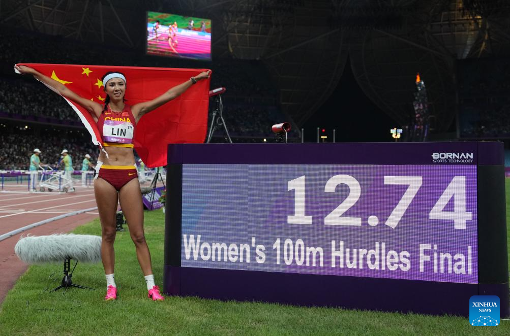 Highlights of women's 100m Hurdles Final of Athletics at 19th Asian Games