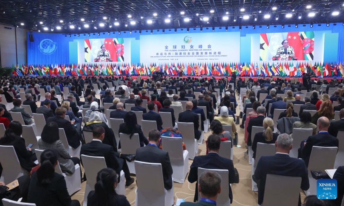 The opening ceremony of the Global Leaders' Meeting on Women is held in Beijing, capital of China, Oct. 13, 2025. The Global Leaders' Meeting on Women was held in Beijing on Monday. Photo: Xinhua