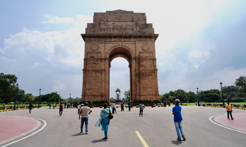People visit the Delhi Gate in New Delhi, India, Aug. 20, 2025. India boasts a diverse and rich culture, attracting global attention with its historical heritage, Bollywood film industry, yoga culture, and more. Photo: Xinhua