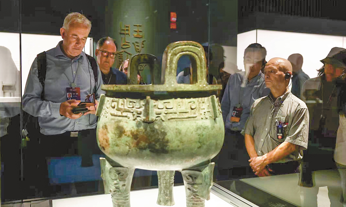 Foreign guests visit the Shanghai Museum East on October 13, 2025. Photo: Chen Xia/GT