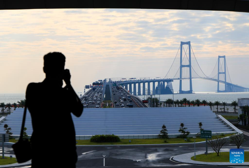 West artificial island of Shenzhen-Zhongshan Link starts trial operation for tourism in China's Guangdong